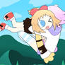 Peashy and Neptune falling in the sky