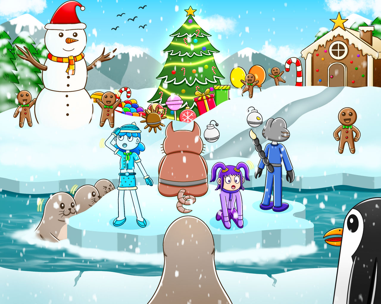 Many gingerbread men in the snow by 2245kx382 on DeviantArt