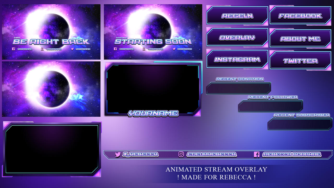 Streamer Overtlay Twitch Streaming Overlay VIOLET SPACE by InsomnisArts on DeviantArt