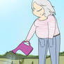 Chloe watering plants