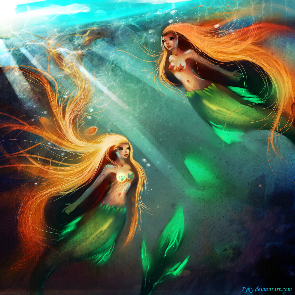 Twins mermaids