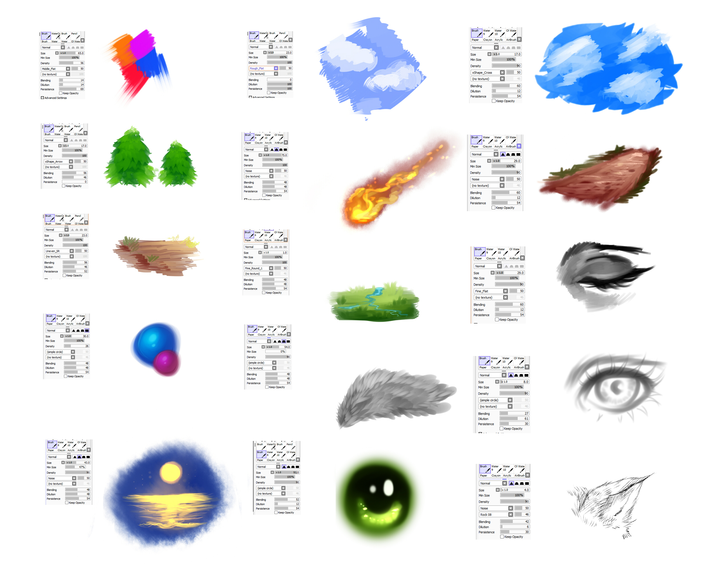 Brushes settings for Paint tool SAI