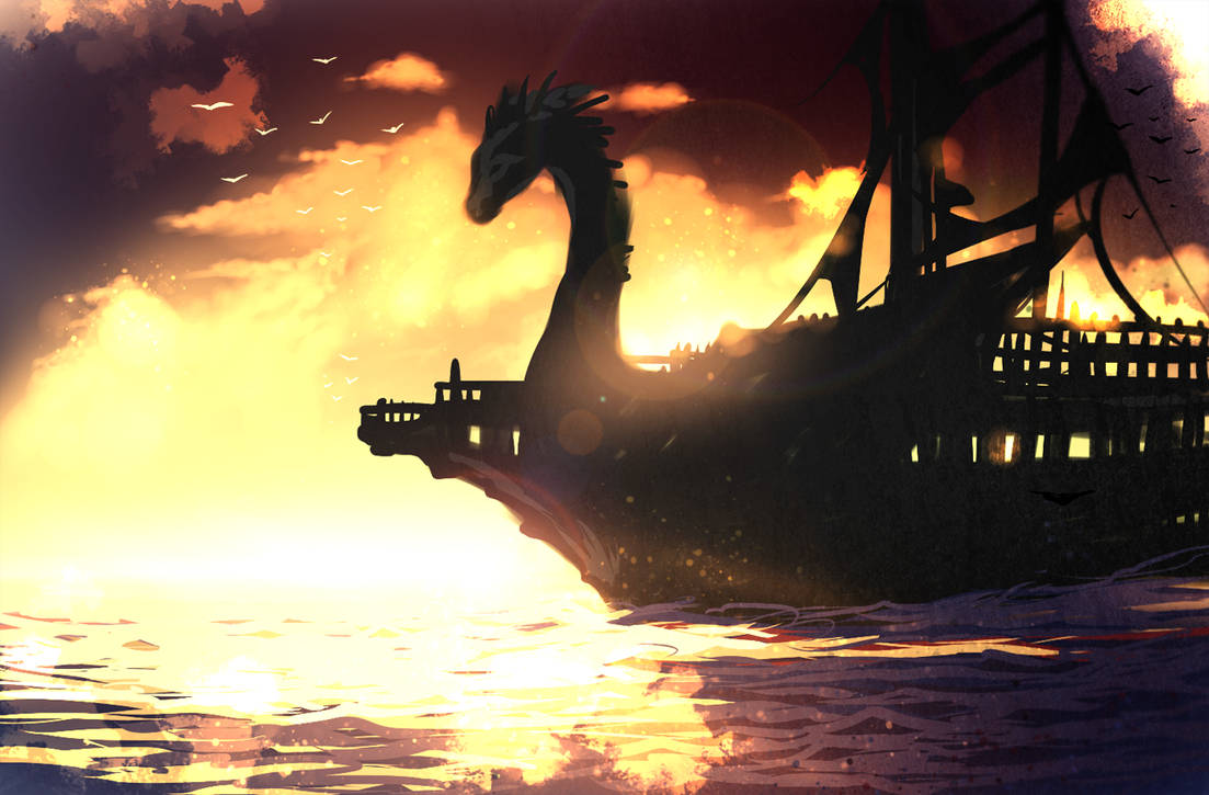 Commision 3 - Dragon ship by ryky on DeviantArt