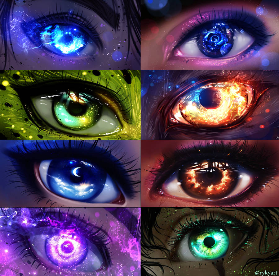 Магические глазки. Глаза фэнтези. Красивые глаза. Цветные глаза.