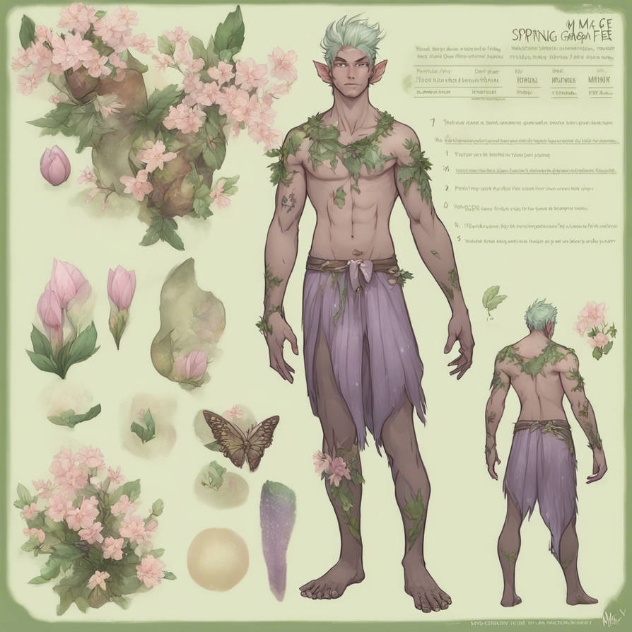 Spring Fae Male Character Reference sheet full bod by xamhenrry on ...