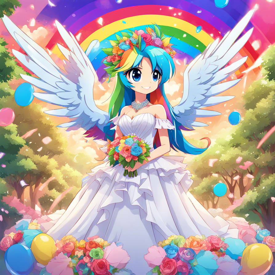 Rainbow Dash in Rainbow Wedding Dress