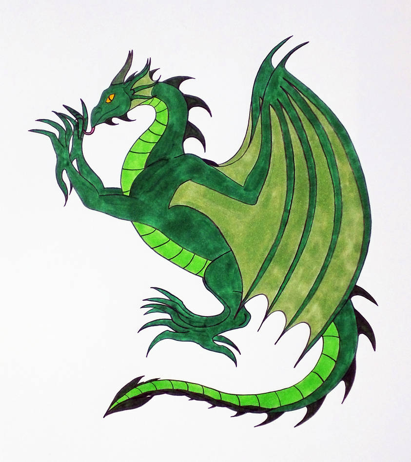 Дракон зеленый мультяшный