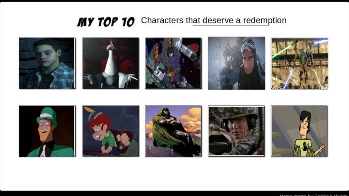 Redemption Character Examples Top 10 Characters who deserve redemption by ElementalSunburst on DeviantArt