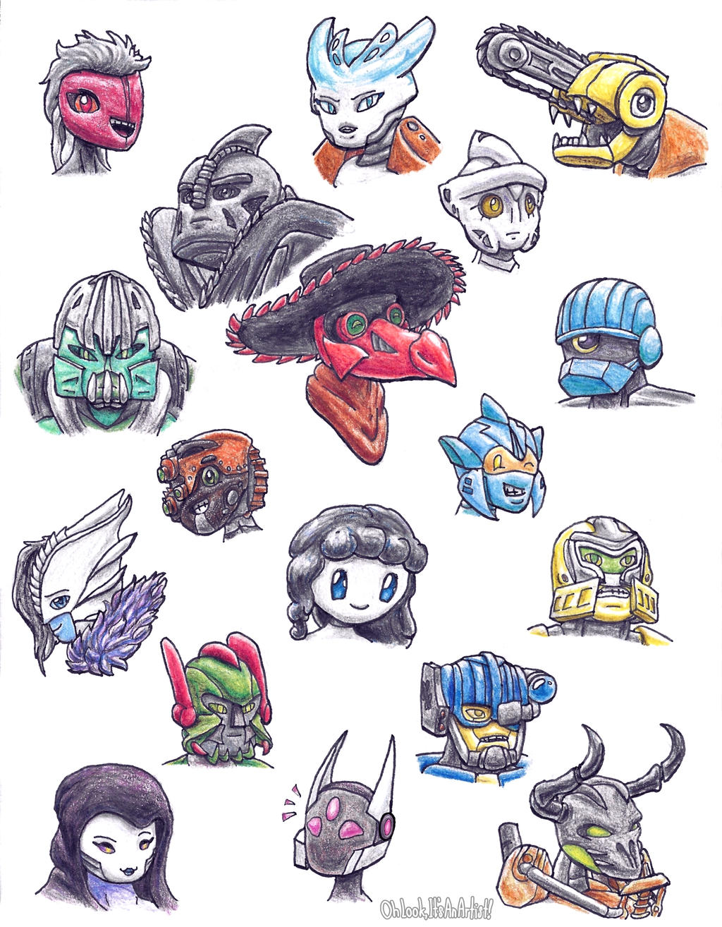 Bunch of Busts of Bionicle Buds