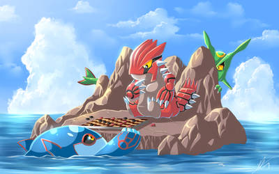 Groudon vs Kyogre!! by R-nowong