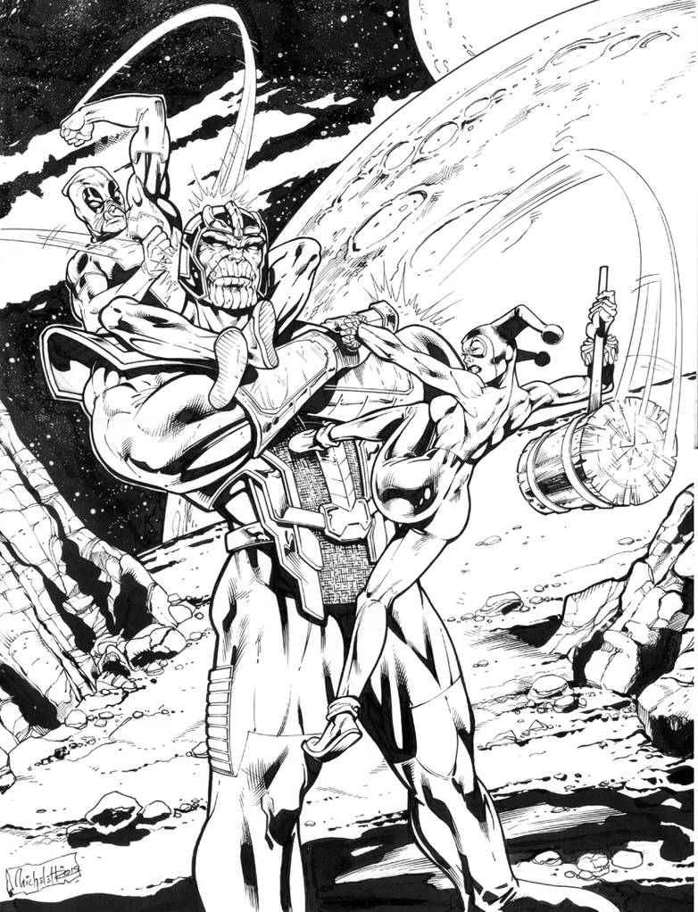 Harley Quinn Deadpool and Thanos by ReneMicheletti on DeviantArt