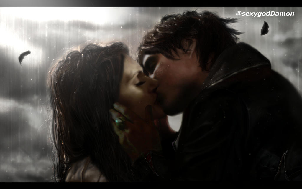 Damon and Elena Kiss in the Rain by sexygoddamon on DeviantArt.