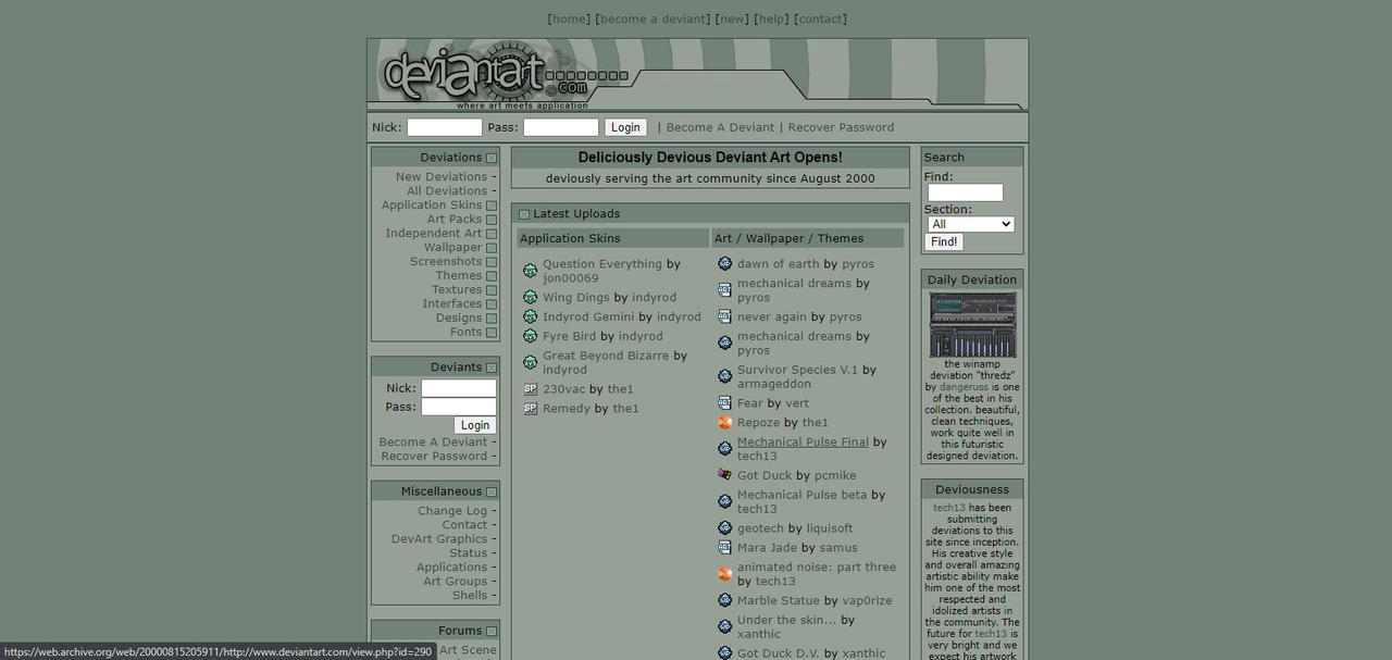 DeviantArt in Aug 15, 2000 by CrystalIsTubular on DeviantArt