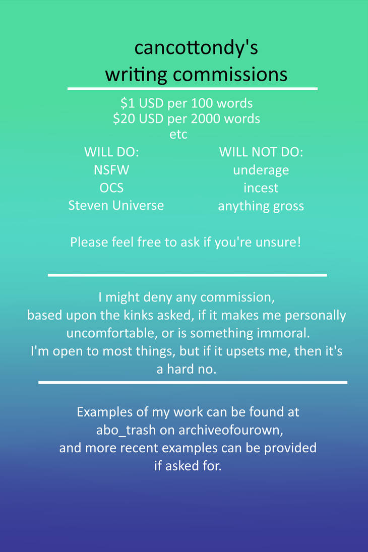 Writing Commissions (OPEN) by cancottondy on DeviantArt