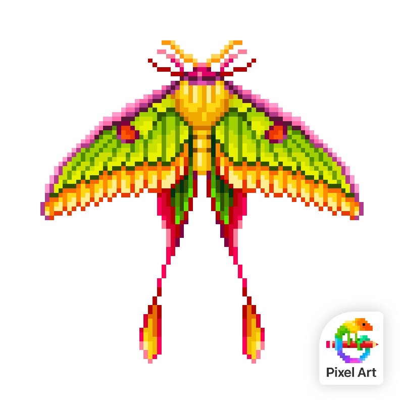 Pixelated Moth Realistic Luna Moth (Pixelated) by ArtChick42 on DeviantArt