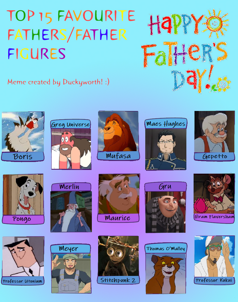 Top 15 Favorite Fathers Father Figures Meme By Blackwolfstar15 On Deviantart