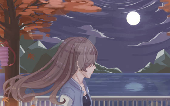 moonlight night in the autumn