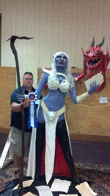 Paper mache Drow Elf and Wyvern