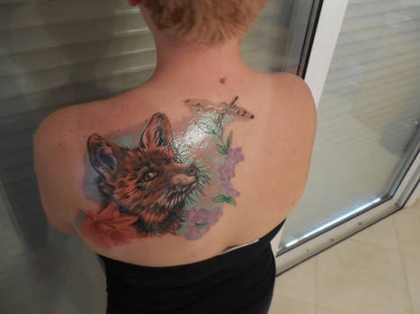 Fox and Dragonfly Tattoo