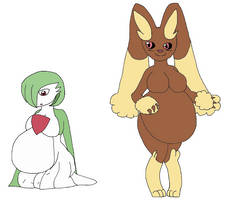 Pregnant Gardevoir and Lopunny colored