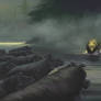 Eotitanosuchus attacks the herd Estemmenosuchus