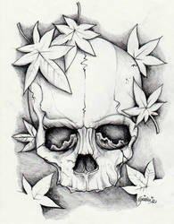 Skull and momiji leaves