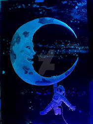 Moon Astronaut Space Etched Carved Glass Art (1)