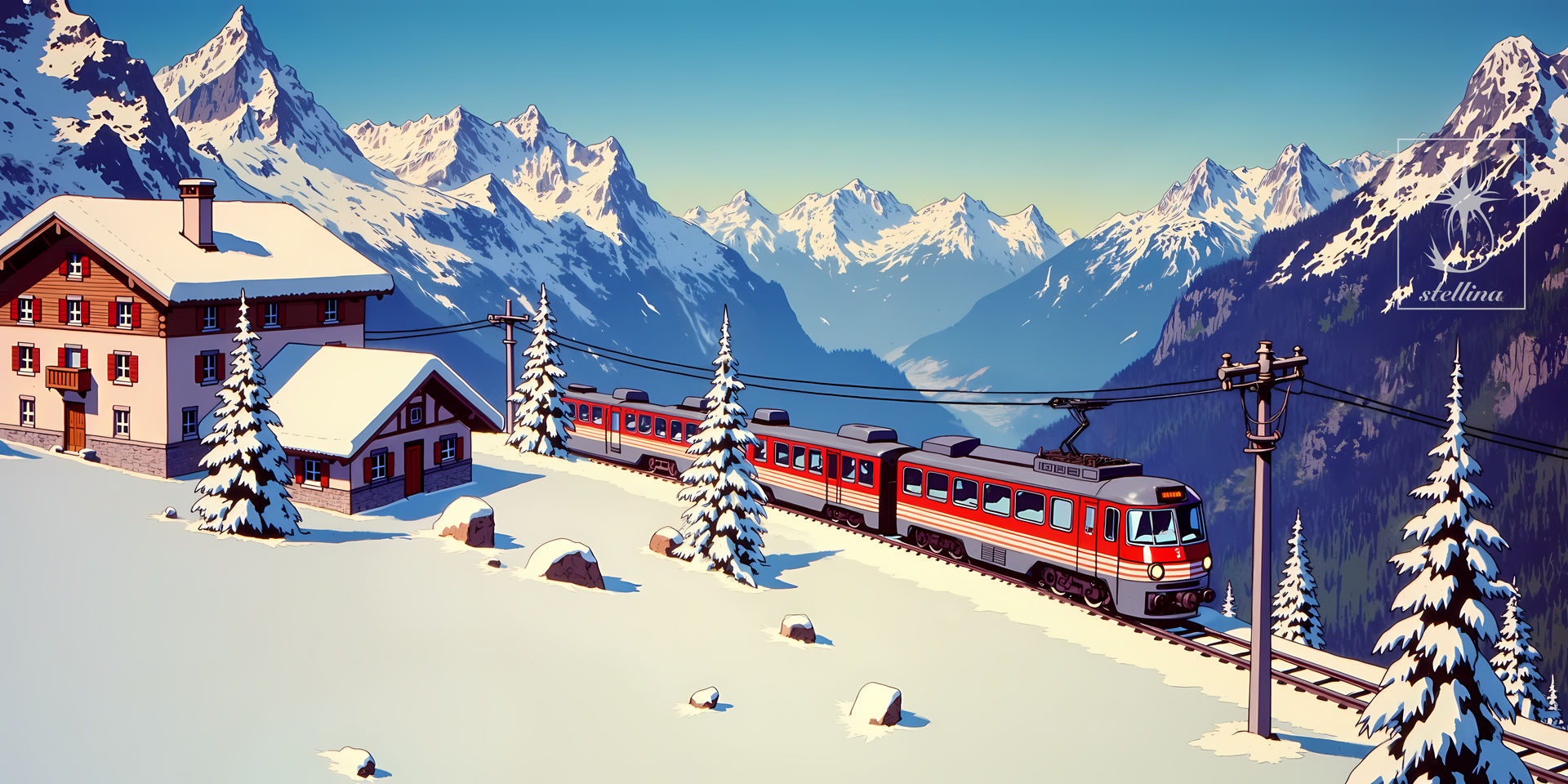 Ein Zug am berg Jungfrau 2