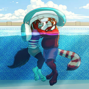 Commission: Reshiramblaze (Me and You in the Pool)