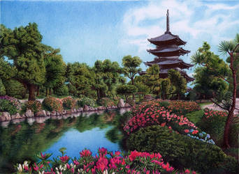 Palace garden in Kyoto, Japan, Bic Ballpoint Pen by VianaArts
