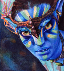 Neytiri from the Na'vi. Avatar.  Bic Ballpoint pen