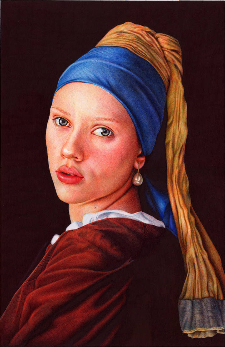 Girl With a Pearl Earring - Ballpoint Pen by VianaArts