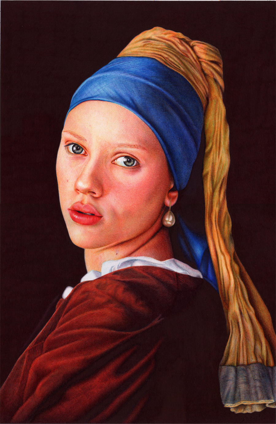 Girl With a Pearl Earring - Ballpoint Pen by VianaArts