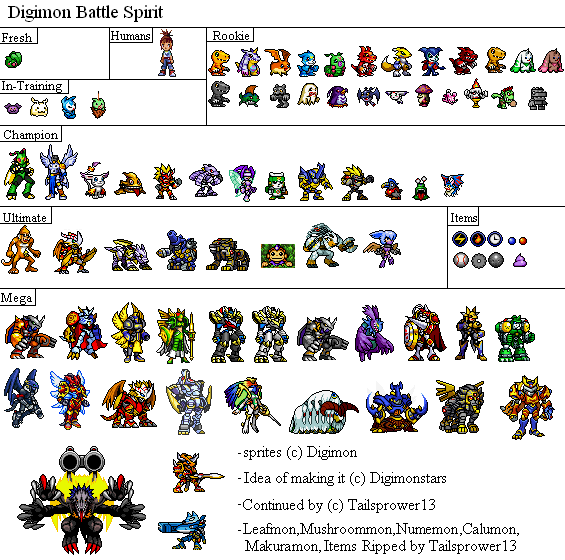 Digimon Sprites Animation Digimon Battle Spirit Sprites by TailsPrower13 on DeviantArt