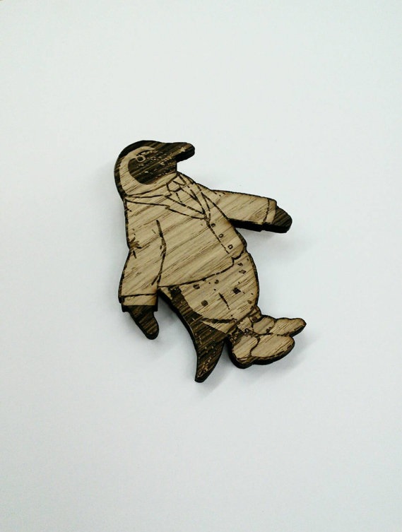 Oak Penguin Brooch