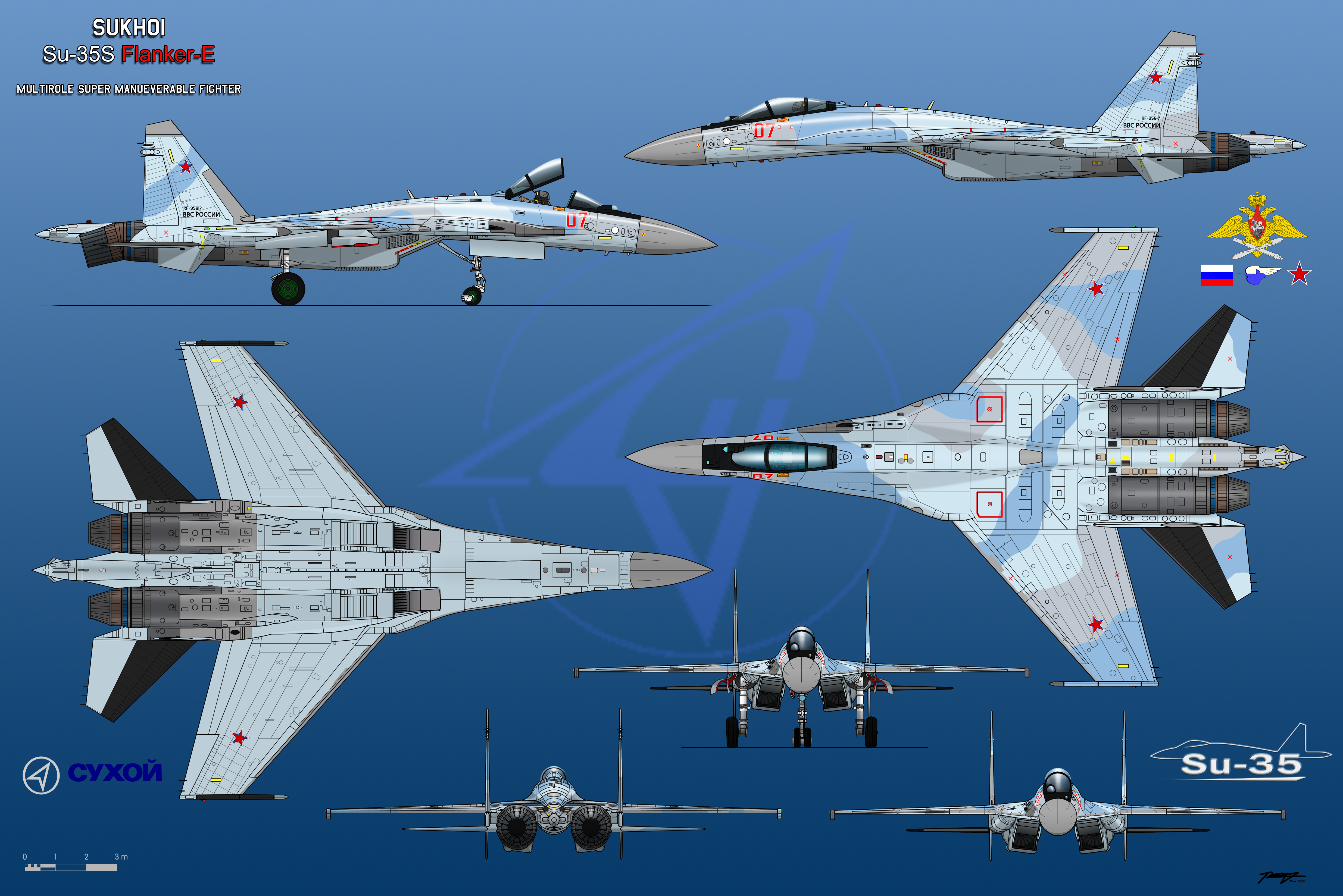 Sukhoi Su-30sm Flanker H Fighter Aircraft russian Air Force