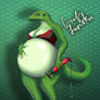 Lizard obsesed with belly inflation