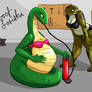 A curious snake with her friend