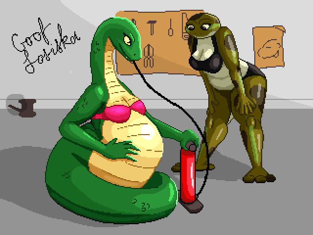 A curious snake with her friend