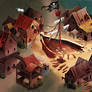 Isometric Pirate Town Background