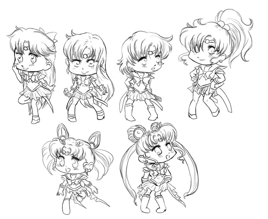 SailorMoon Chibis Lineart