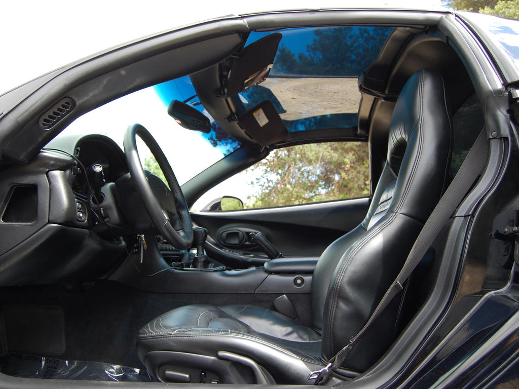 2004 Chevy Corvette interior with clear targa top