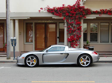 Porsche Carrera GT in silver at Cannery Row