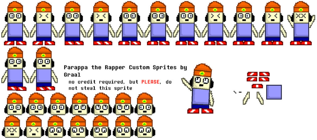 The Spriters Resource - Full Sheet View - PaRappa the Rapper - PaRappa  (Full Tank)