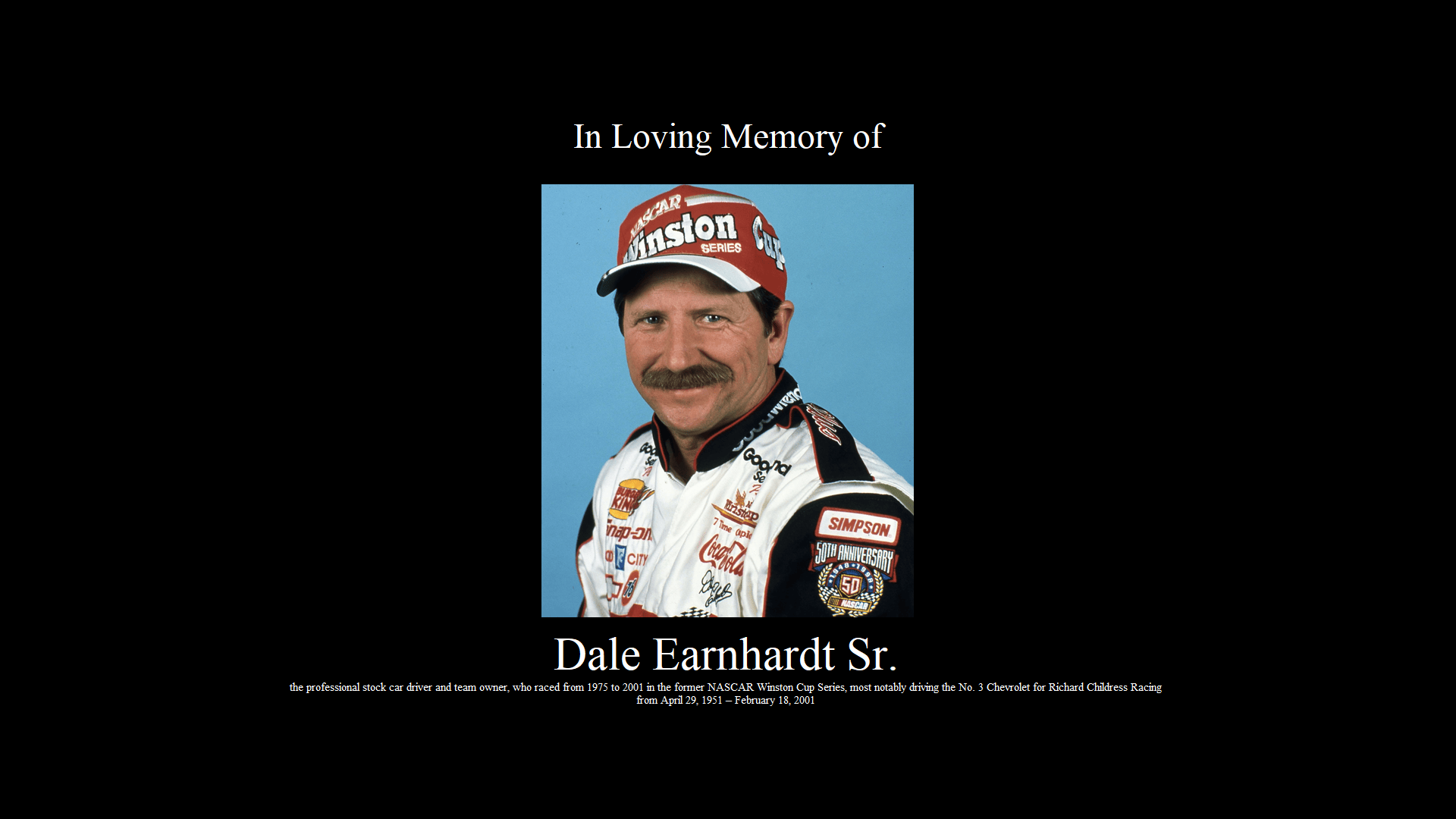 In Loving Memory of Dale Earnhardt Sr. by Blakeharris02 on DeviantArt
