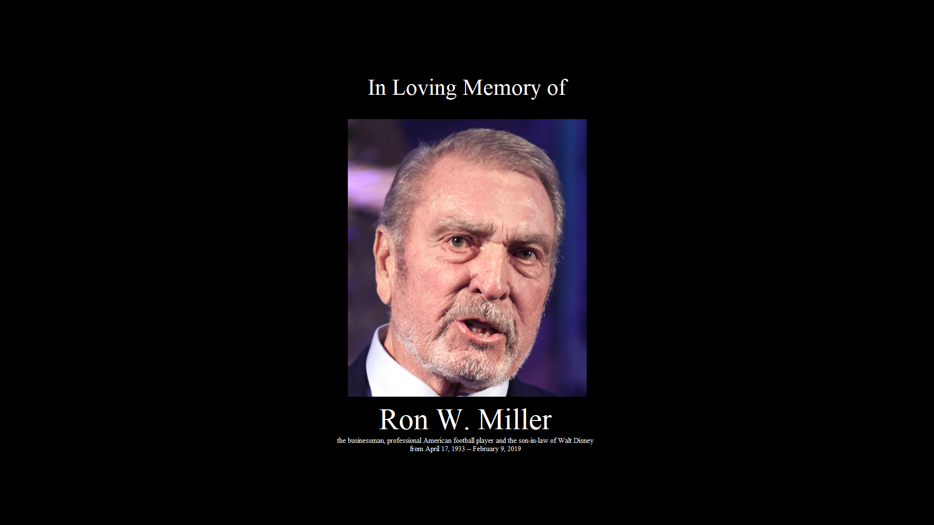 In Loving Memory of Ron W. Miller by Blakeharris02 on DeviantArt