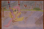 Fluttershy on a swing by JedielDaniel