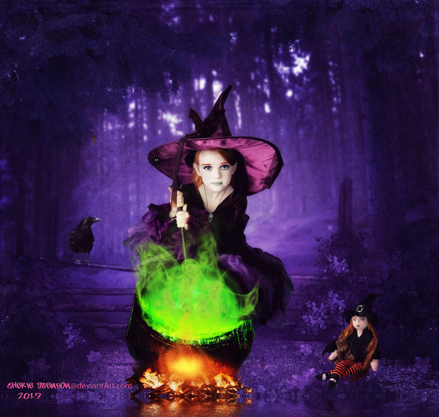The little Witch and her doll by cherie-stenson