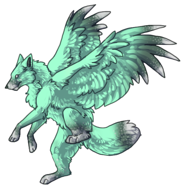 Anime wolf pup with wings