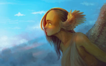 Angel Gazing At the Sunset